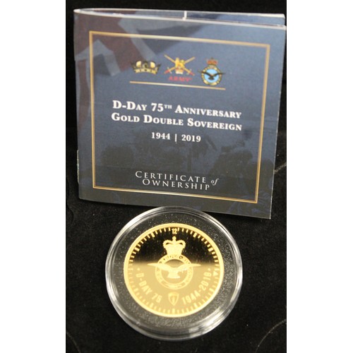 240C - Alderney, 2019 Gold proof double sovereign, Elizabeth II. Struck to commemorate the 75th Anniversary... 