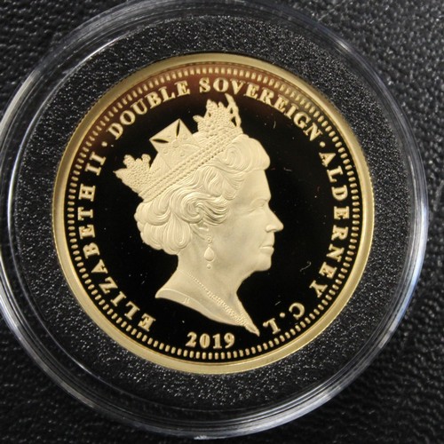 240C - Alderney, 2019 Gold proof double sovereign, Elizabeth II. Struck to commemorate the 75th Anniversary... 