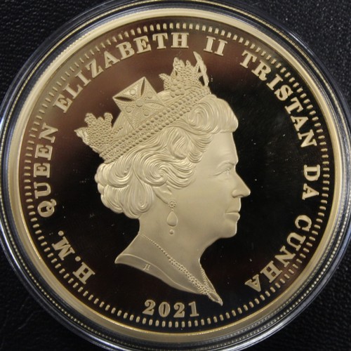 241A - Tristan Da Cunha, 2021 Gold proof 5oz £5 in 22ct gold, Elizabeth II. Struck to commemorate the 85th ... 