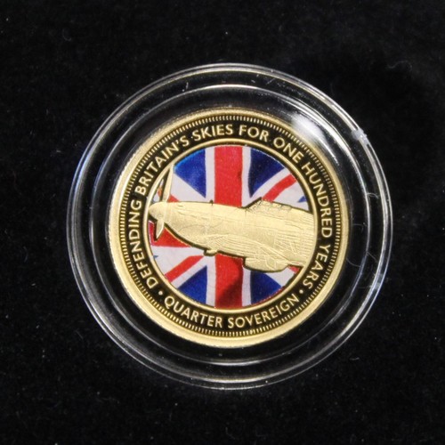 240X - Tristan da Cunha, 2018 Gold proof quarter sovereign with colour finish, Elizabeth II.  Struck to com... 