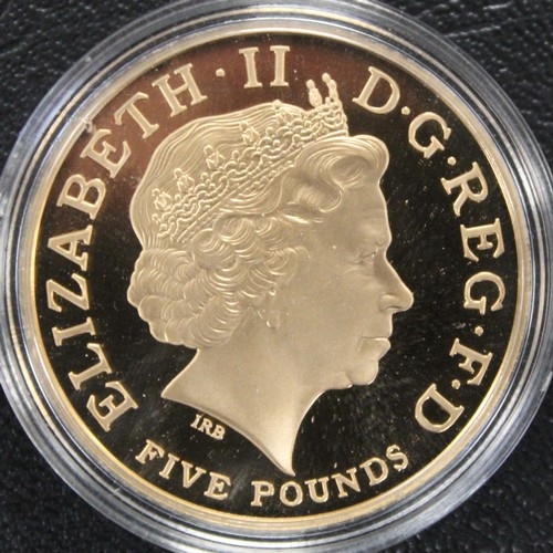 236A - 2002 Gold proof five pounds (£5) commemorating the Death of Queen Elizabeth, The Queen Mother. Obv. ... 