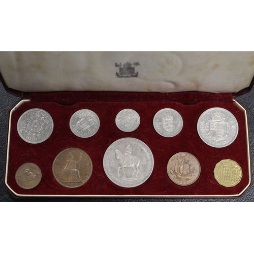 63 - 1953 Proof Set in original Royal Mint case. All coins somewhat subdued, the bronze especially though... 