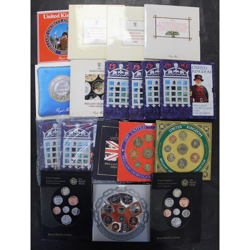 146 - Royal Mint Brilliant Uncirculated year sets (18) comprising 1985, 1986 (2), 1987, 1988 (no sleeve), ... 