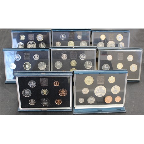 153 - Royal Mint proof sets (8) comprising 1984, 1986, 1987, 1994, 1995, 1996 & 1997 (2). All in blue ... 