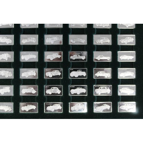 184 - The 100 Greatest Cars miniature silver collection by John Pinches. Each ingot weighing 1.6g and depi... 