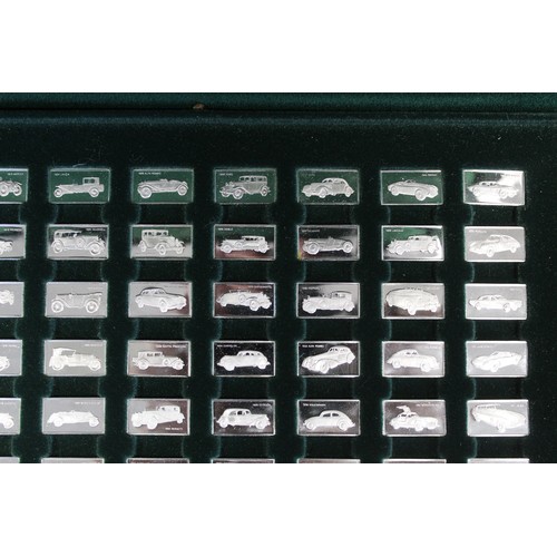 184 - The 100 Greatest Cars miniature silver collection by John Pinches. Each ingot weighing 1.6g and depi... 