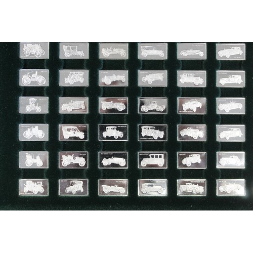 184 - The 100 Greatest Cars miniature silver collection by John Pinches. Each ingot weighing 1.6g and depi... 