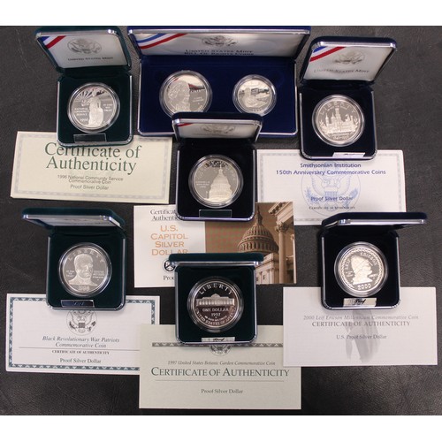 175 - America silver proof dollar and half dollar assortment (8) comprising 1993 Bill of Rights 2-coin set... 