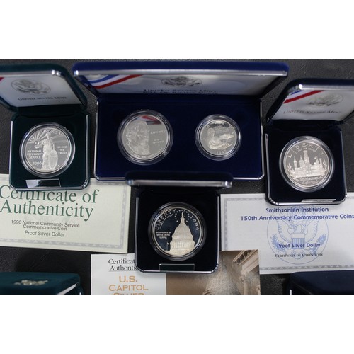 175 - America silver proof dollar and half dollar assortment (8) comprising 1993 Bill of Rights 2-coin set... 