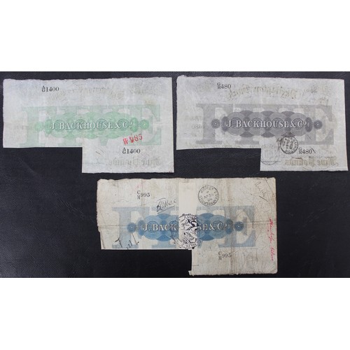 9 - Jonathan Backhouse & Co. £5 notes (3), all cut/cancelled, comprising Durham Bank 16th Feb. 1882,... 