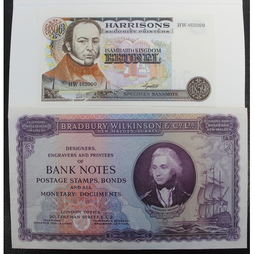 8 - A pair of sample banknotes from Bradbury, Wilkinson & Co. and Harrison & Sons. Both in excel... 