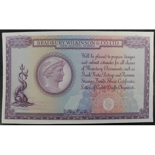 8 - A pair of sample banknotes from Bradbury, Wilkinson & Co. and Harrison & Sons. Both in excel... 