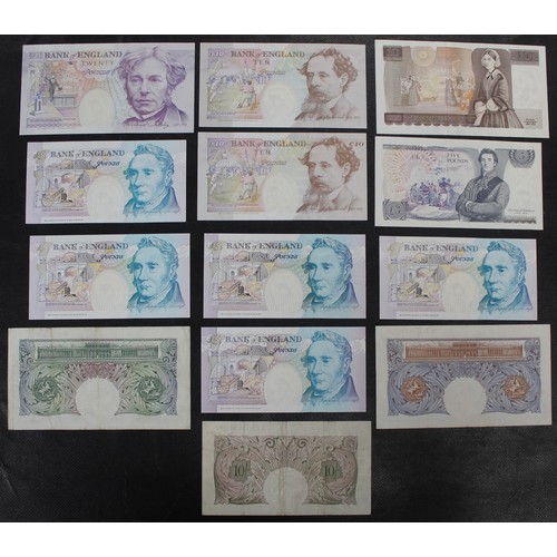 14 - Bank of England banknote assortment (13) comprising £20 to 10 shillings. The three lowest denominati... 