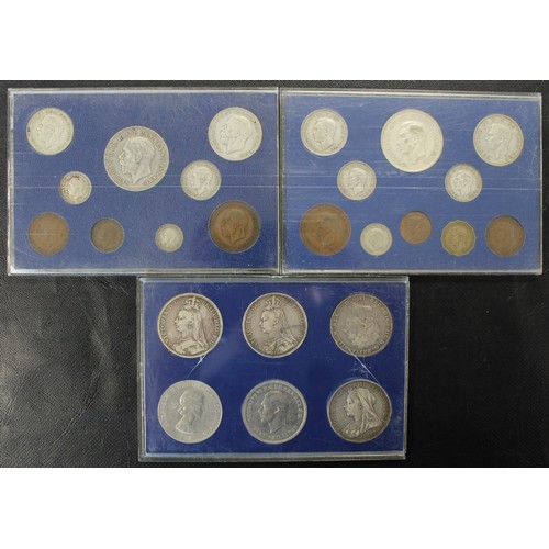 56 - A set of three Sandhill cases to include crowns (1820, 1889, 1890, 1896, 1951 & 1965), 1935 year... 