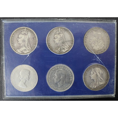 56 - A set of three Sandhill cases to include crowns (1820, 1889, 1890, 1896, 1951 & 1965), 1935 year... 