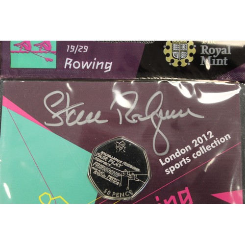 119 - 2011 London Olympics Rowing 50p signed by Sir Steve Redgrave. One of 500 officially licensed Memorab... 