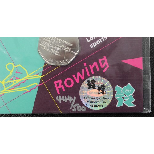 119 - 2011 London Olympics Rowing 50p signed by Sir Steve Redgrave. One of 500 officially licensed Memorab... 