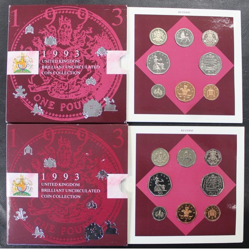 133 - BUNC 1993 year sets (2), both including the scarce 1992-1993 dual date EEC 50p. Coins all brilliant ... 