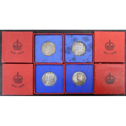 73 - Royal mint official silver medals (4) comprising 1935 George V silver jubilee (3) and 1937 Coronatio... 