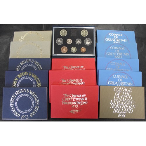 156 - Royal Mint proof sets (14) comprising 1972 (3), 1973 (3), 1976 (2), 1977 (4), 1978 & 1989. The l... 