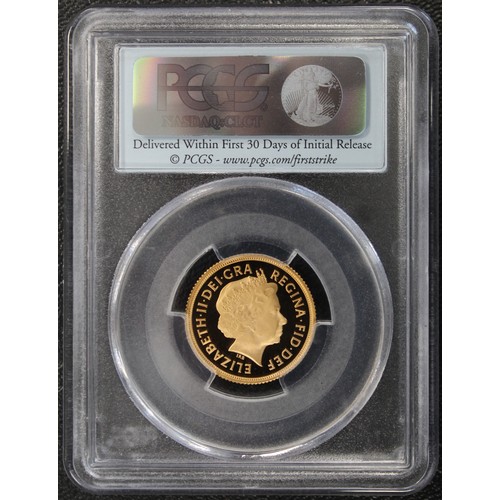 68 - PCGS PR69 Ultra Cameo 2013 Proof sovereign, Elizabeth II. Obverse portrait by Ian Rank-Broadley. Abo... 