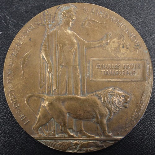 78 - WWI Memorial Plaque in the name of Charles Edwin Tollerfield. A brief search in the IWM database see... 