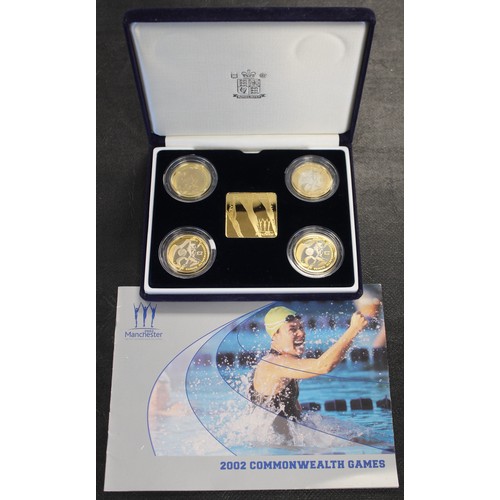 103 - 2002 Silver proof Commonwealth Games £2 coin set. Cased with COA/booklet. Some toning noted, particu... 