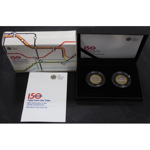 106 - 2013 London Underground silver proof £2 coin set commemorating its 150th Anniversary. Some obverse t... 