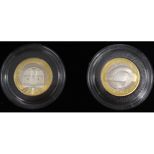 106 - 2013 London Underground silver proof £2 coin set commemorating its 150th Anniversary. Some obverse t... 