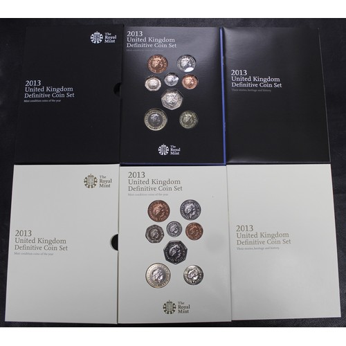 140 - A pair of 2013 BUNC 8-coin Definitive coin sets presented in both the white and black cases. Both se... 