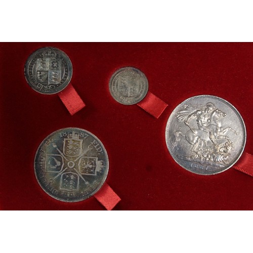 57 - 1887 silver coin year set, Victoria, comprising crown to threepence. All exhibiting signs of cleanin... 