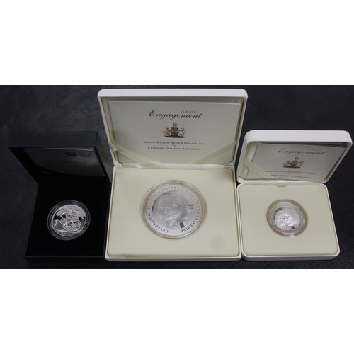 99 - A set of three silver proof coins all with William & Catherine family interest to include 5oz fi... 