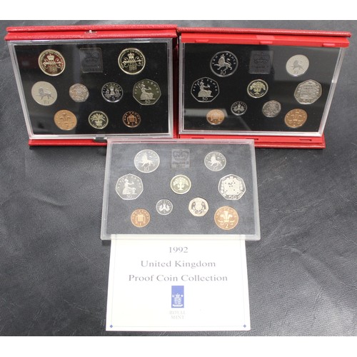 155 - Royal Mint proof sets (3) comprising 1989 and 1992 (2). The 1989 set features the Claim of Right s £... 