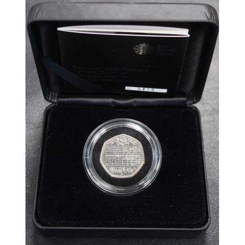 121 - 2013 Silver proof piedfort Benjamin Britten 50p, Elizabeth II. Some light peripheral toning otherwis... 