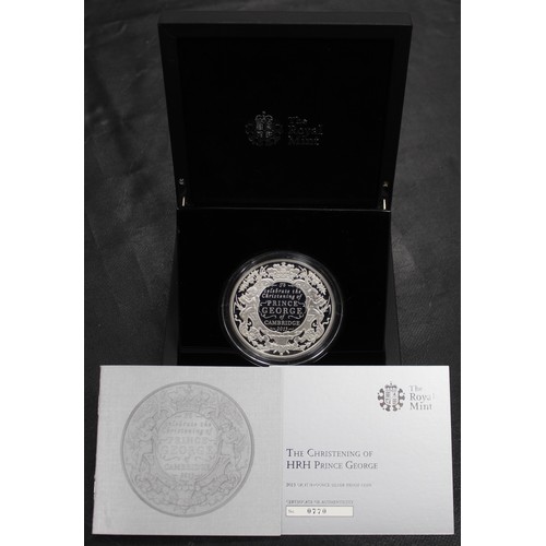 276 - 2013 The Christening of Prince George 5oz silver proof £10 coin, Elizabeth II. A beautifully intrica... 