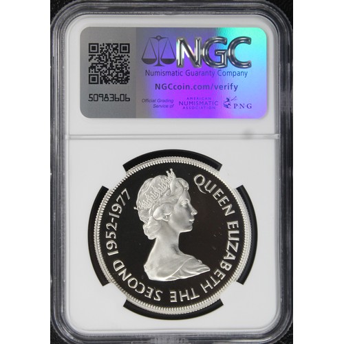 292 - Jersey, NGC PF67 Ultra Cameo 1977 Silver proof crown, Elizabeth II. Struck to commemorate the silver... 