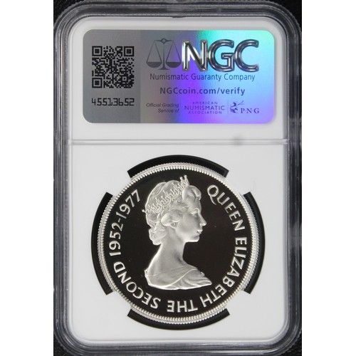 294 - Mauritius, Joint Finest NGC PF69 Ultra Cameo 1977 Silver proof 25 rupees, Elizabeth II. Struck to co... 