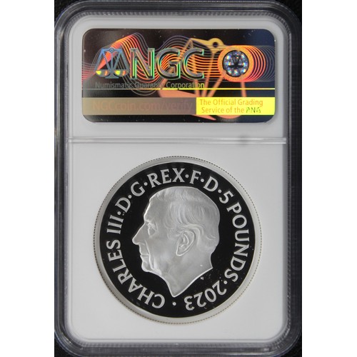 279 - NGC PF69 Ultra Cameo 2023 Dame Shirley Bassey 2oz silver proof £5, Charles III. Part of the Music Le... 