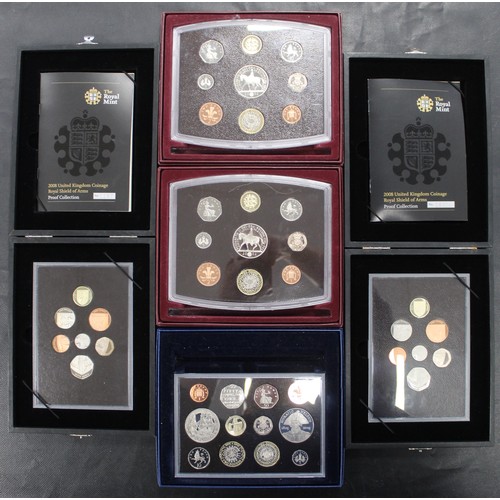 244 - Royal Mint proof sets (5) comprising 2002 (2), 2005 & 2008 Shield of Arms (2). All as struck the... 