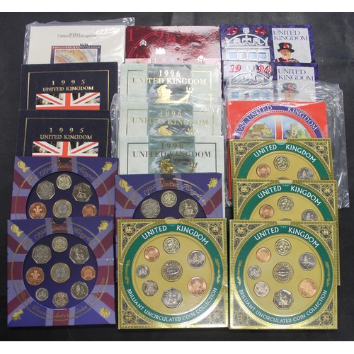 247 - Royal Mint Brilliant Uncirculated 1990's year sets (17) comprising 1991 (sealed), 1993, 1994 (5), 19... 