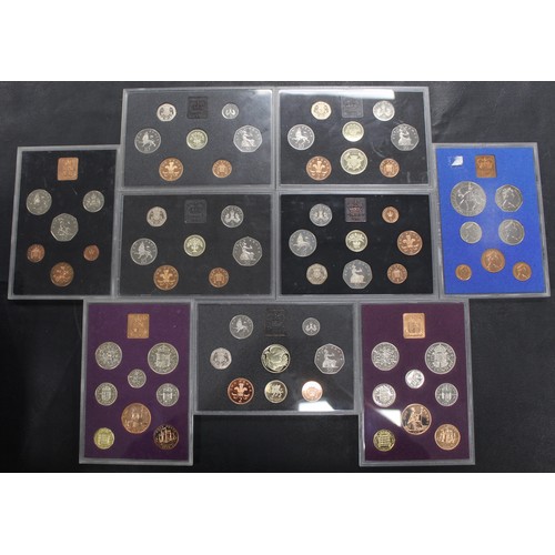 243 - Royal Mint proof sets (9) comprising 1970 (2), 1971, 1977, 1984, 1986, 1987, 1991 & 1995. Occasi... 