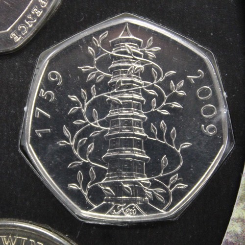 249 - BUNC 2009 10-coin year set featuring the Kew Gardens & set-only shield 50p coins. All as struck.