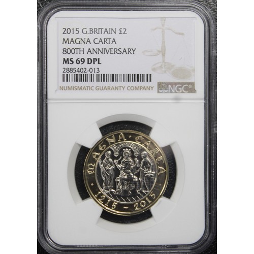 229 - Joint Finest 2015 £2 coin, NGC MS69 DPL, Elizabeth II. Struck to celebrate the 800th Anniversary of ... 