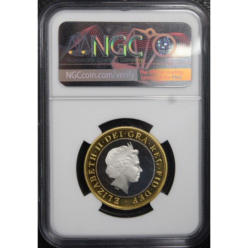 223 - NGC PF66 Ultra Cameo 1999 Silver proof piedfort £2, Elizabeth II. Struck with holographic finish to ... 