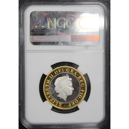 245 - NGC PF67 Ultra Cameo 1999 Silver proof piedfort £2, Elizabeth II. Struck with holographic finish to ... 