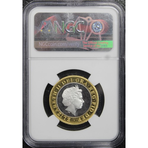 266 - NGC PF68 Ultra Cameo 1999 Silver proof piedfort £2, Elizabeth II. Struck with holographic finish to ... 