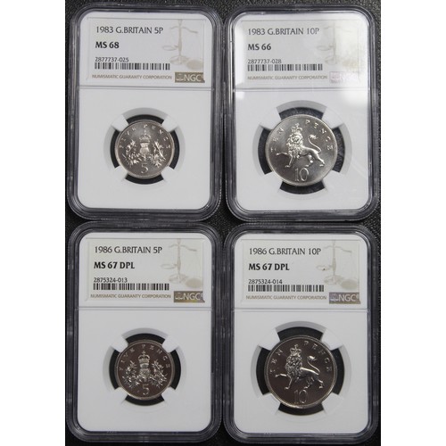 209 - Top Pop & Joint Finest NGC graded assortment (4) comprising 1983 5p (MS68, joint finest), 1983 1... 