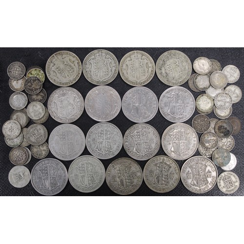 306 - A mixed assortment of pre-1947 silver coins comprising halfcrowns, sixpence & threepence totalli... 