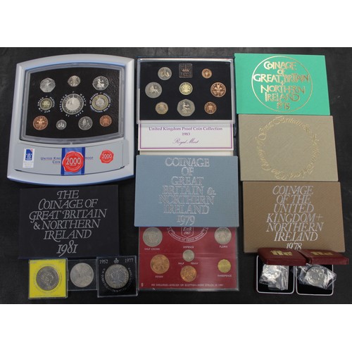 241 - Royal Mint proof sets (7) as part of an assortment of mixed coinage. Proof year sets include 1975, 1... 