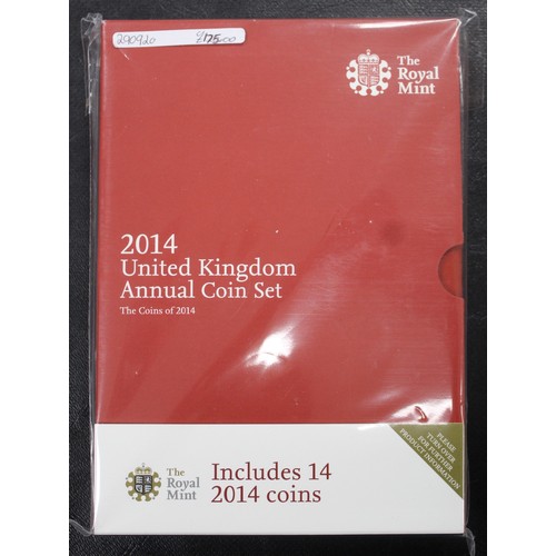 254 - 2014 14-coin brilliant uncirculated annual set featuring both definitive and commemorative issues in... 